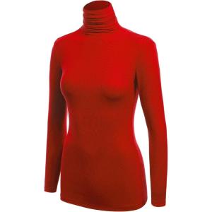 MBJ Womens Long Sleeve Ribbed Turtleneck Pullover Sweater – Made in USA(Wsk1030_red)