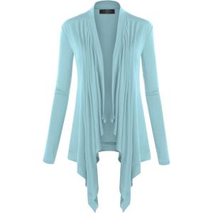 MBJ Womens Off-Duty Open Front Cardigan – Made in USA(Wsk849_aqua)