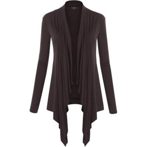 MBJ Womens Off-Duty Open Front Cardigan – Made in USA(Wsk849_brown)
