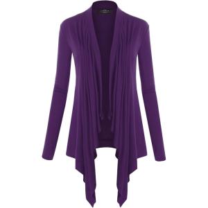 MBJ Womens Off-Duty Open Front Cardigan – Made in USA(Wsk849_dark_purple)