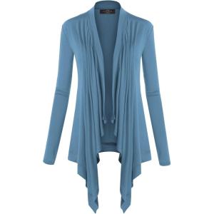 MBJ Womens Off-Duty Open Front Cardigan – Made in USA(Wsk849_denim)