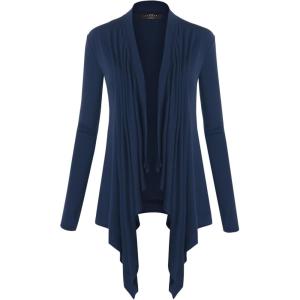 MBJ Womens Off-Duty Open Front Cardigan – Made in USA(Wsk849_navy)