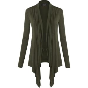 MBJ Womens Off-Duty Open Front Cardigan – Made in USA(Wsk849_olive)