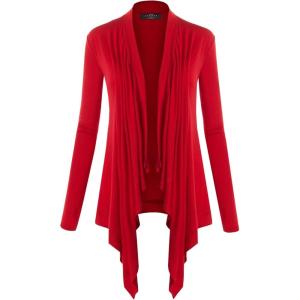 MBJ Womens Off-Duty Open Front Cardigan – Made in USA(Wsk849_red)