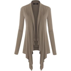 MBJ Womens Off-Duty Open Front Cardigan – Made in USA(Wsk849_taupe)
