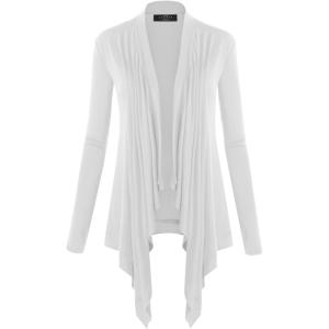 MBJ Womens Off-Duty Open Front Cardigan – Made in USA(Wsk849_white)