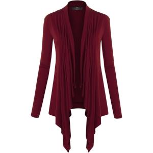 MBJ Womens Off-Duty Open Front Cardigan – Made in USA(Wsk849_wine)