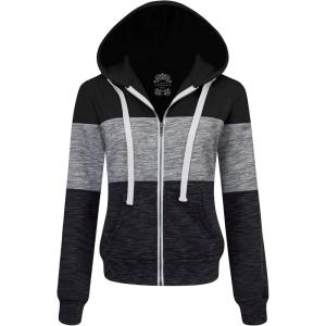 Made By Johnny Women’s Active Casual Zip-up Hoodie Jacket Long Sleeve Comfortable Lightweight Sweatshirt(Wsk2302_black_grey)