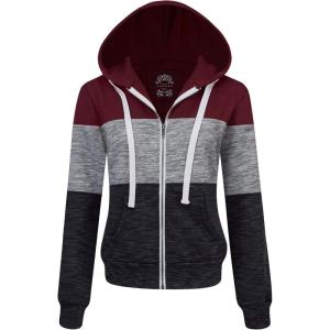 Made By Johnny Women’s Active Casual Zip-up Hoodie Jacket Long Sleeve Comfortable Lightweight Sweatshirt(Wsk2302_burgundy)