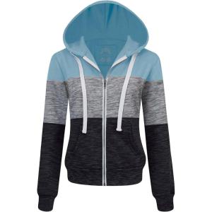 Made By Johnny Women’s Active Casual Zip-up Hoodie Jacket Long Sleeve Comfortable Lightweight Sweatshirt(Wsk2302_dusty_blue)