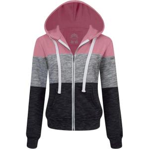 Made By Johnny Women’s Active Casual Zip-up Hoodie Jacket Long Sleeve Comfortable Lightweight Sweatshirt(Wsk2302_mauve)