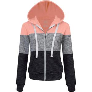 Made By Johnny Women’s Active Casual Zip-up Hoodie Jacket Long Sleeve Comfortable Lightweight Sweatshirt(Wsk2302_pink)