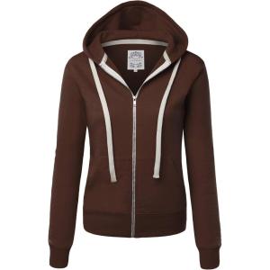 Made By Johnny Women’s Active Casual Zip-up Hoodie Jacket Long Sleeve Comfortable Lightweight Sweatshirt(Wsk954_coffee)