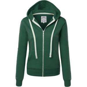 Made By Johnny Women’s Active Casual Zip-up Hoodie Jacket Long Sleeve Comfortable Lightweight Sweatshirt(Wsk954_huntergreen)