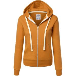 Made By Johnny Women’s Active Casual Zip-up Hoodie Jacket Long Sleeve Comfortable Lightweight Sweatshirt(Wsk954_mustard)