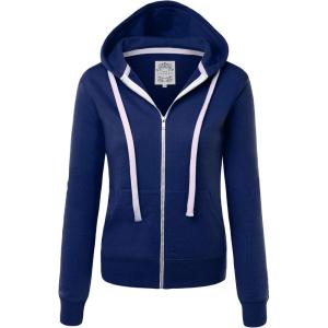 Made By Johnny Women’s Active Casual Zip-up Hoodie Jacket Long Sleeve Comfortable Lightweight Sweatshirt(Wsk954_navy)