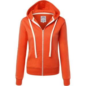 Made By Johnny Women’s Active Casual Zip-up Hoodie Jacket Long Sleeve Comfortable Lightweight Sweatshirt(Wsk954_orange)