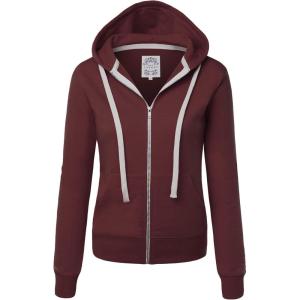 Made By Johnny Women’s Active Casual Zip-up Hoodie Jacket Long Sleeve Comfortable Lightweight Sweatshirt(Wsk954_wine)