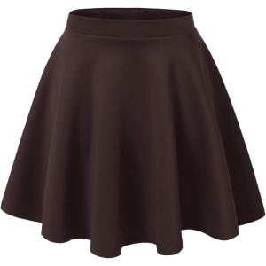 Made By Johnny Women’s Basic Versatile Stretchy Flared Casual Mini Skater Skirt XS-3XL Plus Size(Wb211_brown)
