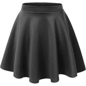 Made By Johnny Women’s Basic Versatile Stretchy Flared Casual Mini Skater Skirt XS-3XL Plus Size(Wb211_charcoal)