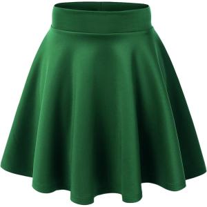 Made By Johnny Women’s Basic Versatile Stretchy Flared Casual Mini Skater Skirt XS-3XL Plus Size(Wb211_green)