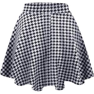 Made By Johnny Women’s Basic Versatile Stretchy Flared Casual Mini Skater Skirt XS-3XL Plus Size(Wb211_houndstooth)