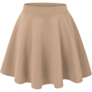 Made By Johnny Women’s Basic Versatile Stretchy Flared Casual Mini Skater Skirt XS-3XL Plus Size(Wb211_khaki)