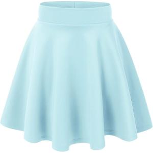 Made By Johnny Women’s Basic Versatile Stretchy Flared Casual Mini Skater Skirt XS-3XL Plus Size(Wb211_light_blue)