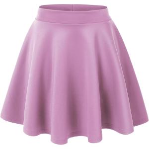 Made By Johnny Women’s Basic Versatile Stretchy Flared Casual Mini Skater Skirt XS-3XL Plus Size(Wb211_lilac)