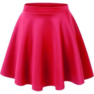 Made By Johnny Women’s Basic Versatile Stretchy Flared Casual Mini Skater Skirt XS-3XL Plus Size(Wb211_neon_fuchsia)