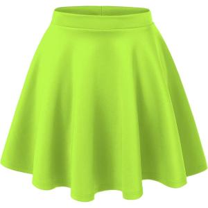 Made By Johnny Women’s Basic Versatile Stretchy Flared Casual Mini Skater Skirt XS-3XL Plus Size(Wb211_neon_lime)