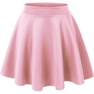 Made By Johnny Women’s Basic Versatile Stretchy Flared Casual Mini Skater Skirt XS-3XL Plus Size(Wb211_pink)