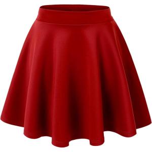 Made By Johnny Women’s Basic Versatile Stretchy Flared Casual Mini Skater Skirt XS-3XL Plus Size(Wb211_red)