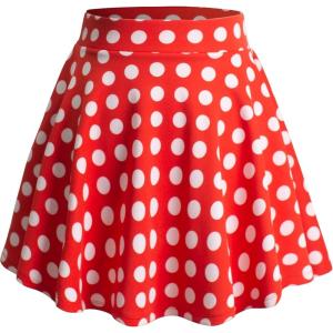 Made By Johnny Women’s Basic Versatile Stretchy Flared Casual Mini Skater Skirt XS-3XL Plus Size(Wb211_red_polka)