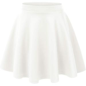 Made By Johnny Women’s Basic Versatile Stretchy Flared Casual Mini Skater Skirt XS-3XL Plus Size(Wb211_white)