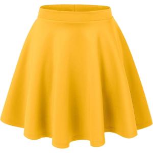 Made By Johnny Women’s Basic Versatile Stretchy Flared Casual Mini Skater Skirt XS-3XL Plus Size(Wb211_yellow)