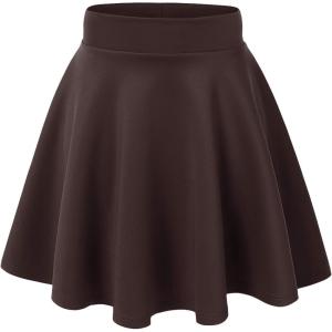 Made By Johnny Women’s Basic Versatile Stretchy Flared Casual Mini Skater Skirt XS-3XL Plus Size(Wb669_brown)