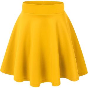 Made By Johnny Women’s Basic Versatile Stretchy Flared Casual Mini Skater Skirt XS-3XL Plus Size(Wb669_yellow)