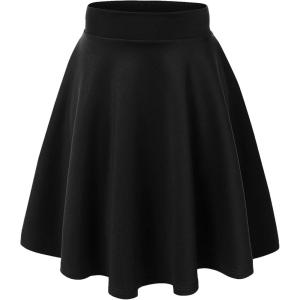 Made By Johnny Women’s Basic Versatile Stretchy Flared Casual Mini Skater Skirt XS-3XL Plus Size(Wb829_black)