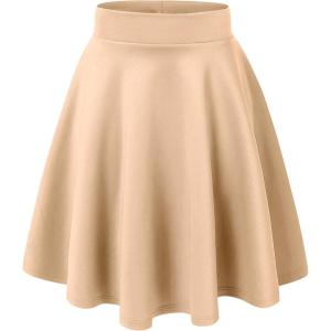 Made By Johnny Women’s Basic Versatile Stretchy Flared Casual Mini Skater Skirt XS-3XL Plus Size(Wb829_khaki)