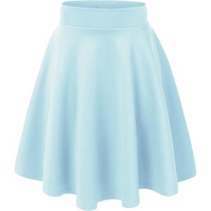 Made By Johnny Women’s Basic Versatile Stretchy Flared Casual Mini Skater Skirt XS-3XL Plus Size(Wb829_light_blue)