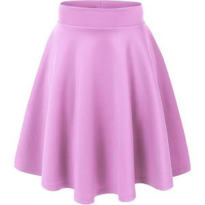 Made By Johnny Women’s Basic Versatile Stretchy Flared Casual Mini Skater Skirt XS-3XL Plus Size(Wb829_lilac)