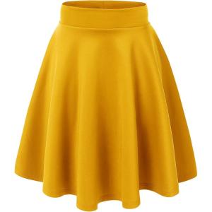 Made By Johnny Women’s Basic Versatile Stretchy Flared Casual Mini Skater Skirt XS-3XL Plus Size(Wb829_mustard)