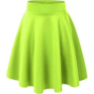 Made By Johnny Women’s Basic Versatile Stretchy Flared Casual Mini Skater Skirt XS-3XL Plus Size(Wb829_neon_lime)
