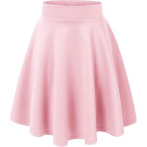 Made By Johnny Women’s Basic Versatile Stretchy Flared Casual Mini Skater Skirt XS-3XL Plus Size(Wb829_pink)