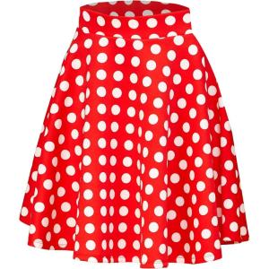 Made By Johnny Women’s Basic Versatile Stretchy Flared Casual Mini Skater Skirt XS-3XL Plus Size(Wb829_red_polka)