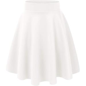 Made By Johnny Women’s Basic Versatile Stretchy Flared Casual Mini Skater Skirt XS-3XL Plus Size(Wb829_white)
