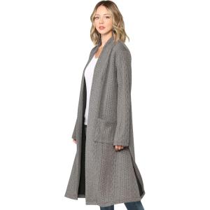 Made By Johnny Women’s Casual Cozy Braided Open Front Long Pocket Cardigan Sweater(Wsk2331_dark_grey)