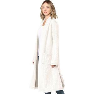 Made By Johnny Women’s Casual Cozy Braided Open Front Long Pocket Cardigan Sweater(Wsk2331_ivory)