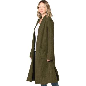 Made By Johnny Women’s Casual Cozy Braided Open Front Long Pocket Cardigan Sweater(Wsk2331_olive)